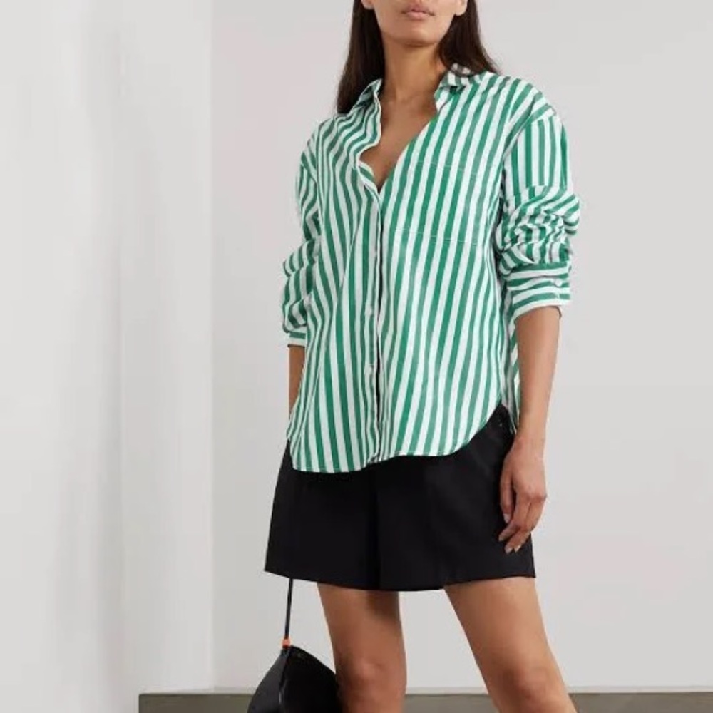 The Frankie Shop Sylvia Striped Oxford Green
